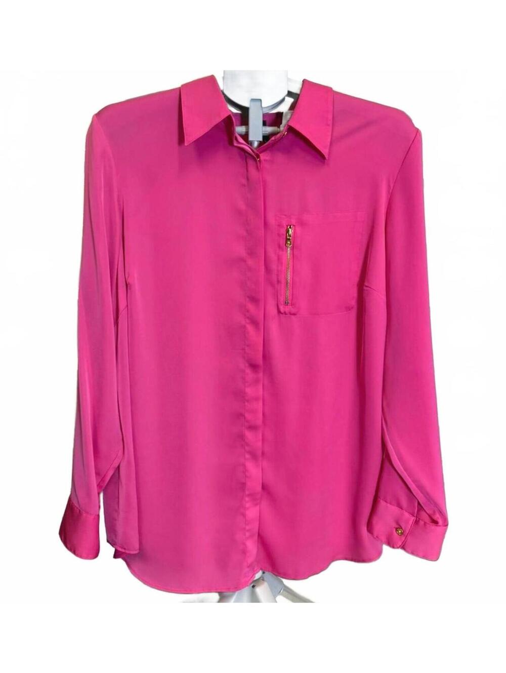 RALPH LAUREN WOMEN'S SHIRT LONG SLEEVE BUTTON DOWN 1X SILKY DARK PINK NWOT